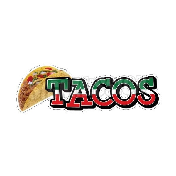 Safety Sign, 48 in Height, Vinyl, 18 in Length, Tacos